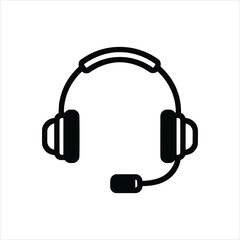Customer Support Headset Icon - Monochrome Service Vector