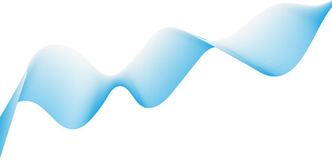 abstract image of a single, flowing light blue ribbon or wave on a clean white background. The ribbon should have subtle gradient shading to emphasize its three-dimensional form as it gently curves.