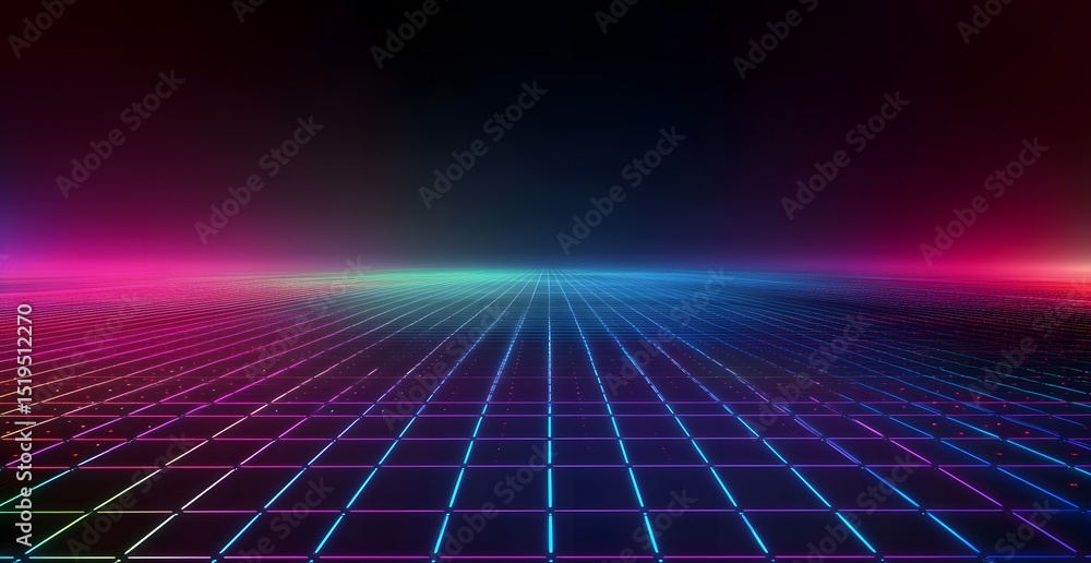 Poster abstract digital line background with glowing dots and lines forming an illuminated gradient of blue
