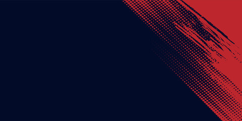 Red halftone dots blue color pattern gradient grunge texture background. Dot pop art comic sport style vector illustration