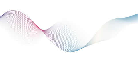 abstract image of a single, flowing wave or ribbon on a clean white background. The wave should exhibit a subtle gradient, transitioning from a soft blue on the left to a delicate pink or light purple