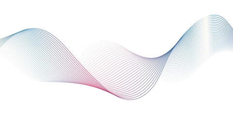 abstract image of a single, flowing wave or ribbon on a clean white background. The wave should exhibit a subtle gradient, transitioning from a soft blue on the left to a delicate pink or light purple