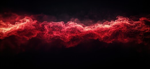 Abstract red smoke wave background with glowing light effects and dark backdrop