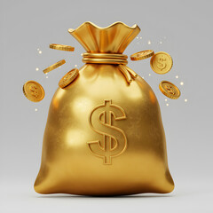 Golden Money Bag: Wealth, Prosperity, and Financial Success Visual