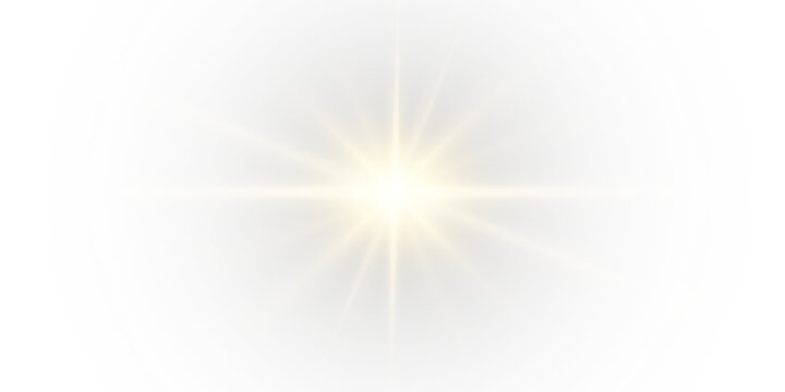 Png shine gold star. light with sparkle effect. Glowing yellow light, magic star sparks.
