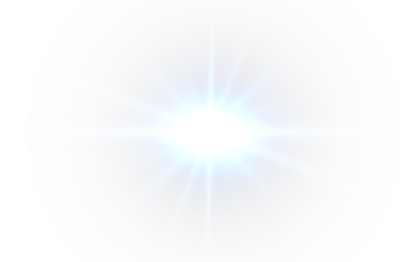 Futuristic blue light PNG with transparent highlights, glow, sun rays and bokeh sparks. Radiant star effect for modern abstract design, luxurious overlays or colorful visual effects