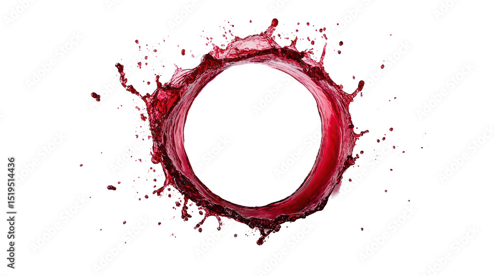 Poster red liquid splash creating a circular shape on a black background.