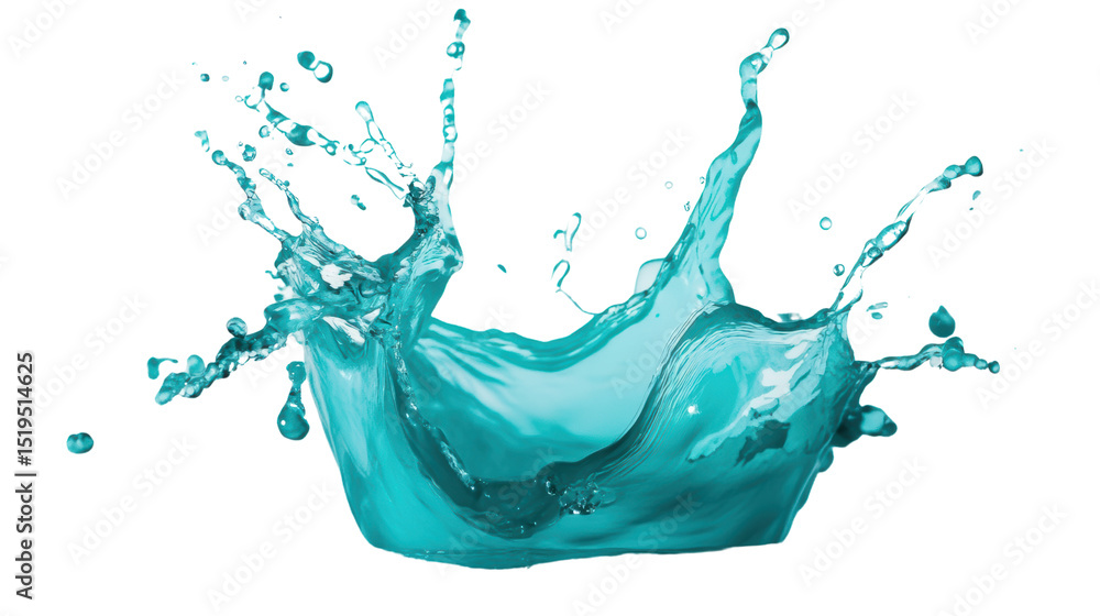 Poster refreshing splash of clear water creating dynamic ripples, isolated on white background.