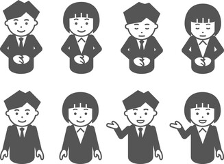 グレーのスーツの男女のアイコン