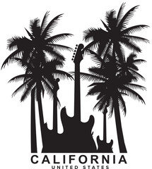 California Dreaming' Palm Trees Guitars and Sunny Vibes