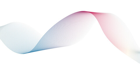 abstract image of a single, flowing wave or ribbon on a clean white background. The wave should exhibit a subtle gradient, transitioning from a soft blue on the left to a delicate pink or light purple