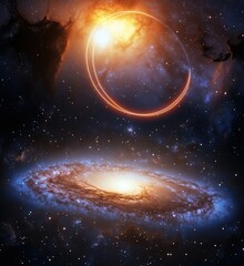 Obraz premium Stunning cosmic scene featuring galaxies and celestial bodies in deep space