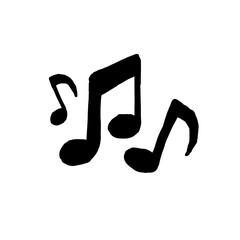 Black music notes on white background - Hand-Drawn Style