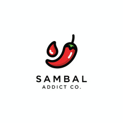 Sambal Addict Co. Logo &ndash; Bold and Spicy Chili Pepper Logo Design for Hot Sauce or Spicy Food Brand