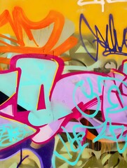 Graffiti collage with neon spray effects and urban textures