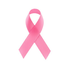 Pink ribbon awareness symbol isolated on transparent background
