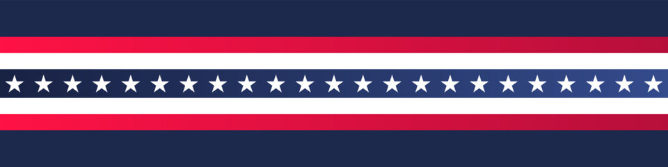 Stars and stripes Ribbon American Flag Background. USA Celebration banner background with Flag of America Decoration for 4th of July Independence Day, Presidents Day, Labor Day. Vector Illustration.