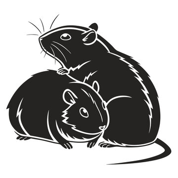 black rats together, side view clip art preview