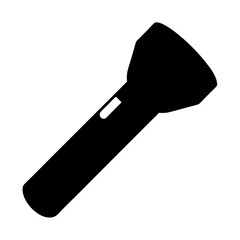 A high angle black and white illustration of a flashlight