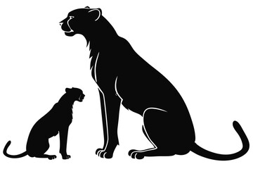 Obraz premium Elegant black panther family silhouette design wildlife and feline theme