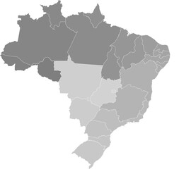 Brazil administrative vector map with state boundaries (Web Mercator projection, PPT-compatible & fully editable)
