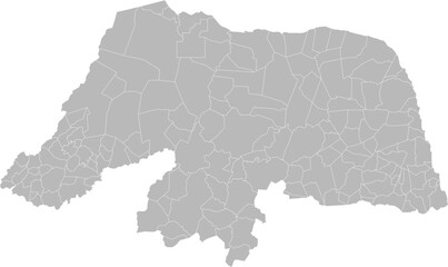 Rio Grande do Norte, Brazil – administrative vector map with municipality boundaries (Web Mercator projection, PPT-compatible & fully editable)
