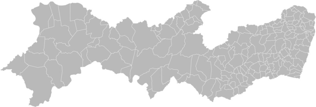 Pernambuco, Brazil &ndash; administrative vector map with municipality boundaries (Web Mercator projection, PPT-compatible & fully editable)