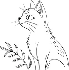 Black cat vector illustration featuring a cute, domestic feline character drawing with fun art design