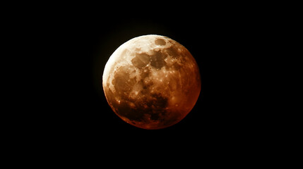 Fototapeta premium Dramatic Lunar Eclipse with a Deep Red Hue Against the Dark Night Sky