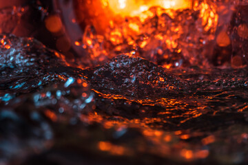 imitation of the sea in the lava of a volcano, the texture of the water rumbles chaos with bubbles...