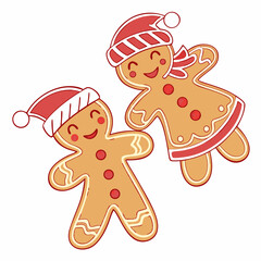 gingerbread christmas couple on white