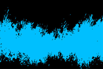 Energetic vector grunge element. A bright blue paint stain with distressed, aggressive brush stroke textures on a black background. Ideal for urban-themed posters and flyers.