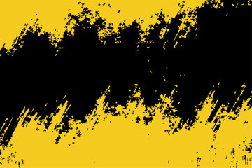 Bold vector grunge background. Abstract black textured stripe with rough, distressed edges on a vibrant yellow backdrop, perfect for modern, edgy designs.