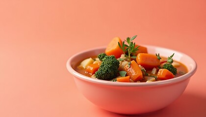 Vegetable Soup with Carrot and Broccoli in Bowl