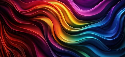 Obraz premium vibrant abstract waves in rainbow colors creating dynamic flowing patterns