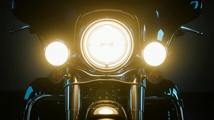 Close-up of motorcycle headlight showcasing modern design and road safety elements