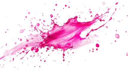 Vibrant pink paint splash isolated on a black background, perfect for artistic designs and creative projects.