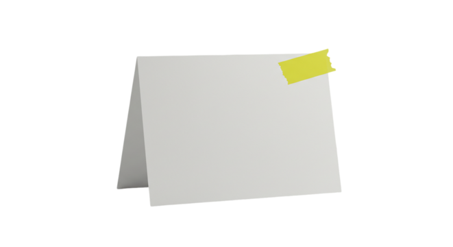A blank invitation card propped open waiting to convey your heartfelt message with a bright on transparent background