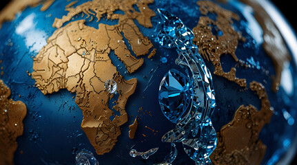 blue earth globe planet crystal, decoration, jewellery,generative.ai
