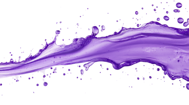 Vibrant purple liquid splash on a black background, showcasing motion and energy.