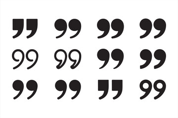 Simple Quotation Marks Icons: Black Symbols for Text and Speech Design