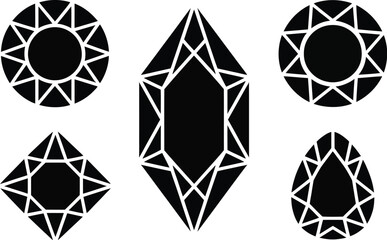 Fototapeta premium A collection of five black and white diamond shapes with different geometric designs on a white background