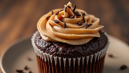 Chocolate Cupcake with Peanut Butter Frosting and Sprinkles