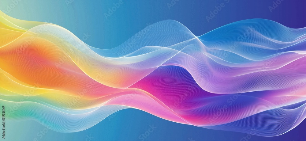 Poster colorful abstract wave patterns with smooth gradients and flowing lines