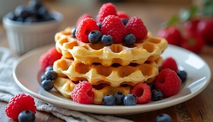 Waffle Stack with Berries