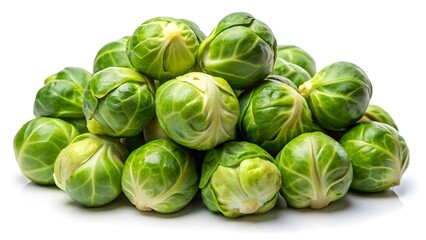 Fototapeta premium Pile of fresh green brussels sprouts isolated