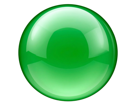 Glossy Vibrant Green Bubble with Reflective Highlights, Isolated PNG