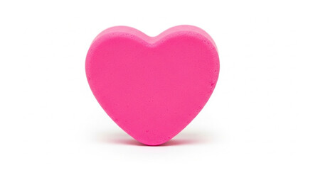 Obraz premium pink heart cushion on white background
