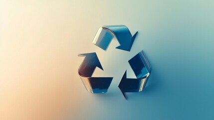 Stylish metal recycling symbol with modern design in soft gradient colors representing sustainability and eco-friendliness