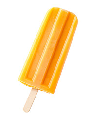 Refreshing orange popsicle with transparent background, casting a shadow